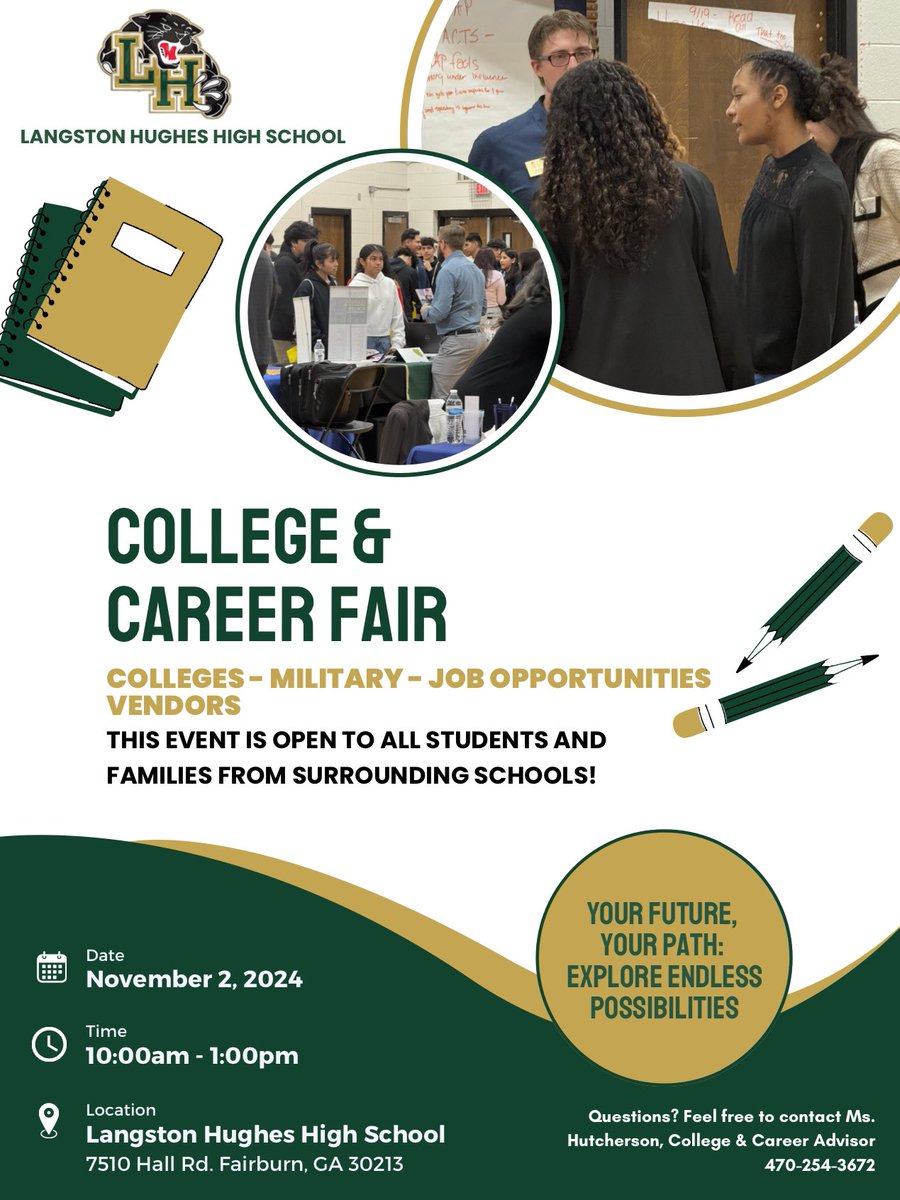 Join us for our College &amp; Career Fair on 11/2! <a href="/LHughesNews/">Langston Hughes High School</a> <a href="/LHHS_SServices/">Langston Hughes High Student Services</a> <a href="/parents4edu_SF/">South Fulton Parents</a>