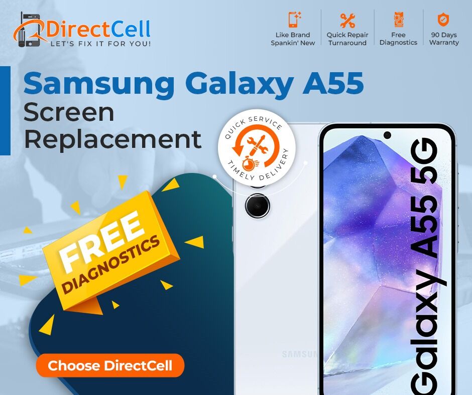 direct_cell's tweet photo. 🚨 Cracked Screen on Your Samsung Galaxy A55? 

We provide fast, reliable Samsung Galaxy A55 screen replacements with FREE diagnostics! 🛠️

Your phone deserves the best care! 

Give your phone the love it needs!💙

Know more @ https://t.co/Ow3eaOBTsb

#SamsungRepair #GalaxyA55 https://t.co/gbKE4Psye0