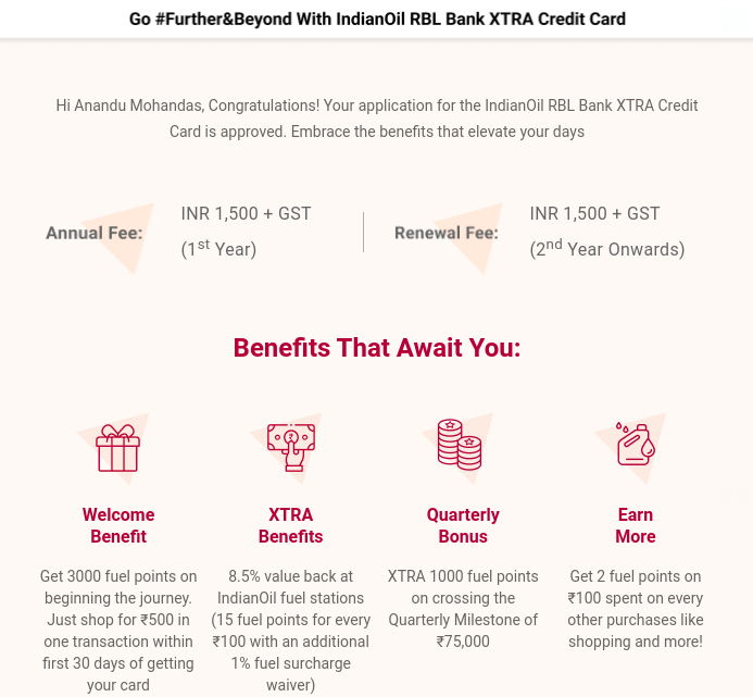 Some XTRA Rewards kicking in ;) 

#rblbank #xtrarewards #indianoil #ccgeeks #fuelcard <a href="/therewardrealm/">The Reward Realm</a> <a href="/TechnoFino/">TechnoFino</a>