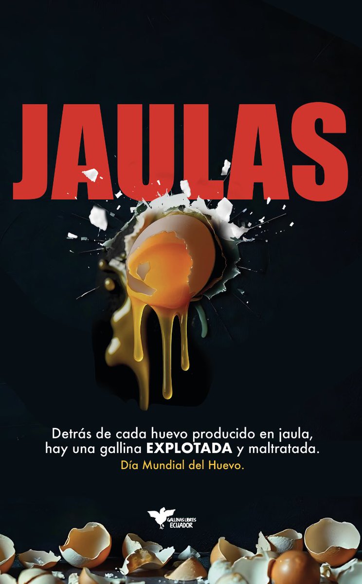 Hoy en el #DíaMundialDelHuevo te recordamos que detrás de cada 🥚 producido en el sistema de jaulas de batería hay un animal explotado y maltratado. La industria avícola no te lo cuenta,pero puedes exigir cambiar ese tipo de producción. #EggDay Exige huevos de gallinas libres!