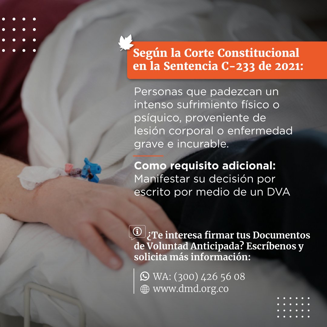 En Colombia, la eutanasia es un derecho fundamental para dignificar el final de la vida de cualquier persona que cumpla con los requisitos previstos por el Minsiterio de Salud y Protección Social;  opción para quienes enfrentan situaciones diversas situaciones díficiles.