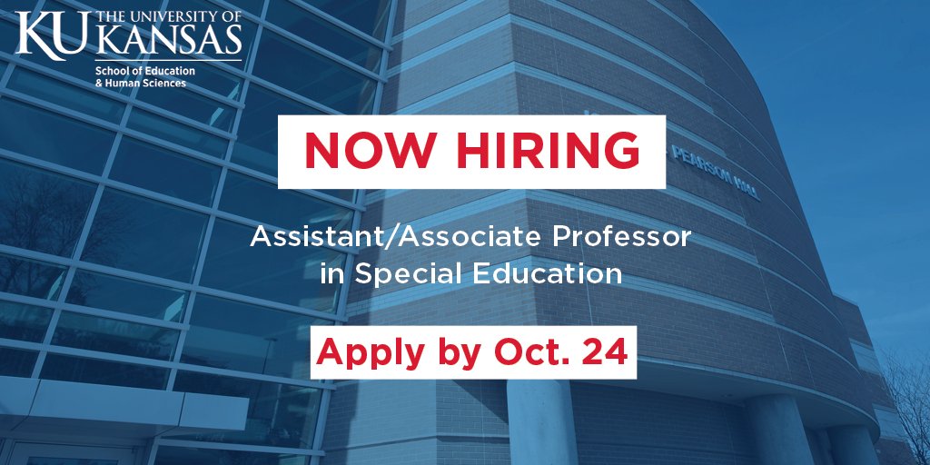 KU’s Special Education Department is hiring! We’re looking for a tenure-track Assistant or Associate Professor with expertise in high-incidence special education. Apply by October 24, 2024.
🔗 rockcha.lk/sped-prof