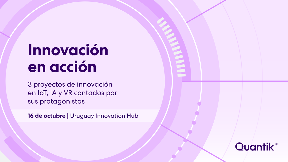 Quantik (@quantikteam) on Twitter photo 📅 Evento | Innovación en acción: te invitamos a descubrir tres proyectos innovadores, presentados por los profesionales que los llevaron adelante.
📅 16 de octubre
🕓 16.30 a 17.30 h
📍 <a href="/UyInnovationHub/">Uruguay Innovation Hub</a>
Entrada libre (con registro)
Inscribite acá: forms.office.com/r/5mJ5rcbjQ7 📅 Evento | Innovación en acción: te invitamos a descubrir tres proyectos innovadores, presentados por los profesionales que los llevaron adelante.
📅 16 de octubre
🕓 16.30 a 17.30 h
📍 <a href="/UyInnovationHub/">Uruguay Innovation Hub</a>
Entrada libre (con registro)
Inscribite acá: forms.office.com/r/5mJ5rcbjQ7