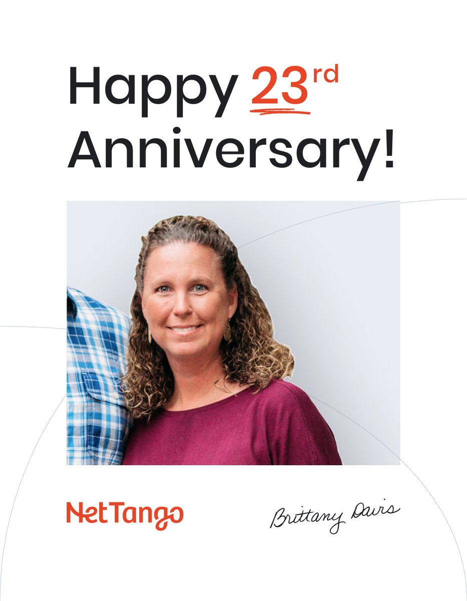NetTango's tweet photo. Brittany, cheers to 23 years of awesomeness!  

Your dedication and hard work have been the secret sauce to our success. Here's to many more incredible years ahead! 
 #TeamLegend #AnniversaryCelebration #NetTango https://t.co/Ax6ERePaMM