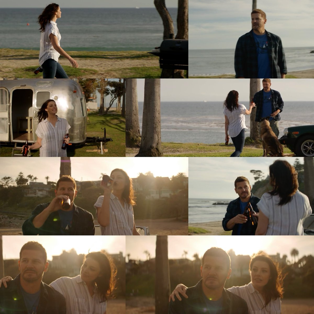 JandyAllin's tweet photo. “Your dream is now our reality”. The #jandy airstream on the beach happened. They seem happy &amp; at ease with whatever’s to come next. Poor Cerby will just be scarred for life. One day, I imagine Jason finally puts a ring on it. #SEALTeam #JandyFriday #USSJandy https://t.co/e5G7AIqywK