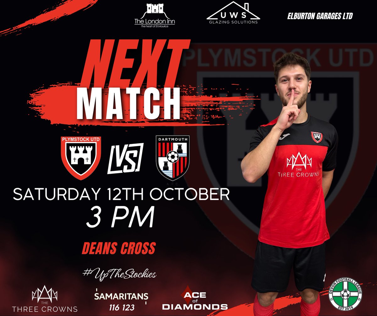 Plymstockutd's tweet image. With it being the International break, get your football fix at Deans Cross tomorrow and support a local team.

 #Stockies looking to build on the recent league form but Dartmouth who were in the SWPL last season will be sure to make it a tough game. 

#UpTheStockies

❤️🖤