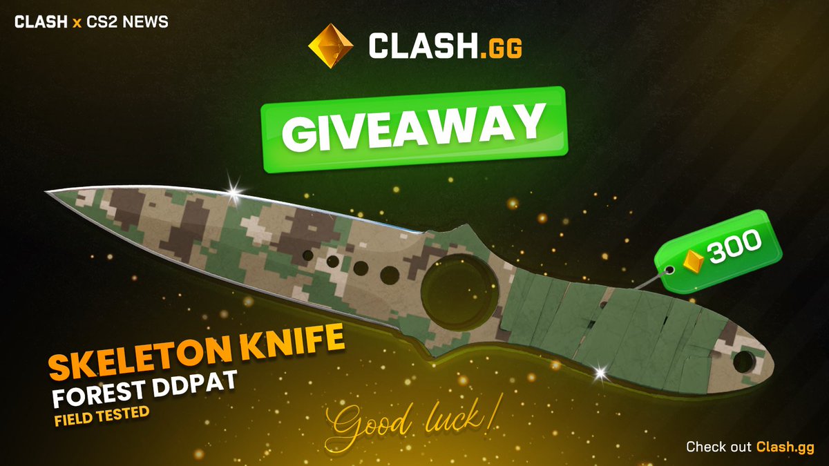 CS2 GIVEAWAY

🎁 Skeleton Knife | Forest DDPAT (280$)

Steps to join 👇 
✅ Follow <a href="/clashdotgg/">ClashGG</a> &amp; <a href="/cs2newsupdate/">CS2 NEWS</a> 
✅ Retweet
✅ Tag 1 friend