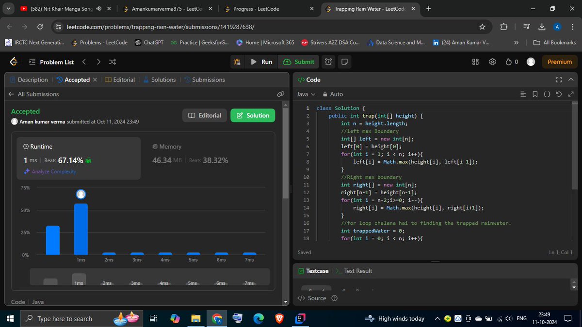 Ranger_7280's tweet image. Today I solve 2 questions @LeetCode \
✅Container with most water
✅Trapping Rain water
#leetcode #dsa #codingChallenges