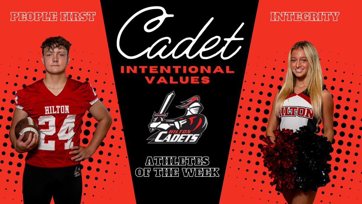 Hilton Athletics (@hiltoncadets) on Twitter photo Our newest πΎππππ© ππ£π©ππ£π©ππ€π£ππ‘ πππ‘πͺππ¨ πΌπ©ππ‘ππ©ππ¨ π€π πππ ππππ nominated by their coaches are Cooper Streb (people first) from football and Daniella Neidert (integrity) from game day cheerleading. Way to go Cadets! #WeAreHilton Our newest πΎππππ© ππ£π©ππ£π©ππ€π£ππ‘ πππ‘πͺππ¨ πΌπ©ππ‘ππ©ππ¨ π€π πππ ππππ nominated by their coaches are Cooper Streb (people first) from football and Daniella Neidert (integrity) from game day cheerleading. Way to go Cadets! #WeAreHilton