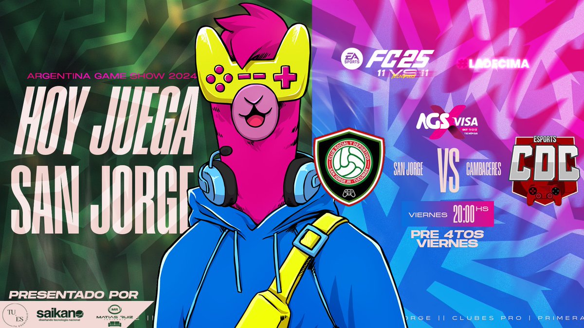 SAN JORGE Esports (@sanjorgeesp) on Twitter photo ¡𝙃𝙊𝙔 𝙅𝙐𝙀𝙂𝘼 #𝙎𝘼𝙉𝙅𝙊𝙍𝙂𝙀! 💚❤
⚽ <a href="/ArGameShow/">AGS 🎮🕹️</a> 
🆚 Cambaceres E-Sports 
🗓 Viernes 11/10 
🕙 20:00
🏟 Tecnópolis 
💻 Twitch.tv/iesaargentina
#VamosExpreso❤️ ¡𝙃𝙊𝙔 𝙅𝙐𝙀𝙂𝘼 #𝙎𝘼𝙉𝙅𝙊𝙍𝙂𝙀! 💚❤
⚽ <a href="/ArGameShow/">AGS 🎮🕹️</a> 
🆚 Cambaceres E-Sports 
🗓 Viernes 11/10 
🕙 20:00
🏟 Tecnópolis 
💻 Twitch.tv/iesaargentina
#VamosExpreso❤️