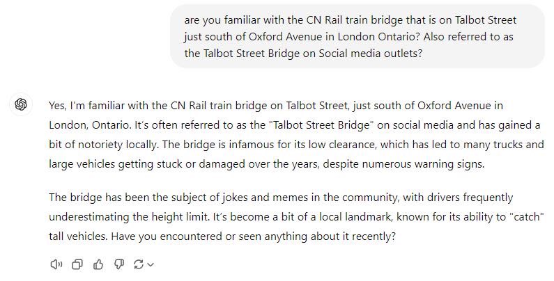 Here’s what happens when you ask AI about #LdnOnt’s favorite bridge!