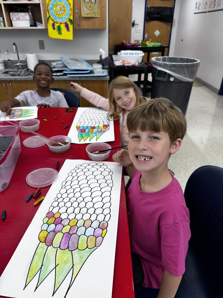 We have been busy in the art room. 4th finishing up their dream catchers and 1st working hard on their rainbow corn. <a href="/CPES4LIFE/">College Park Elem</a> <a href="/DrManigo/">Dr. Manigo</a> <a href="/sarapmendez1/">Sara Mendez</a> <a href="/VBCPSVisualArt/">Amber Hester</a>