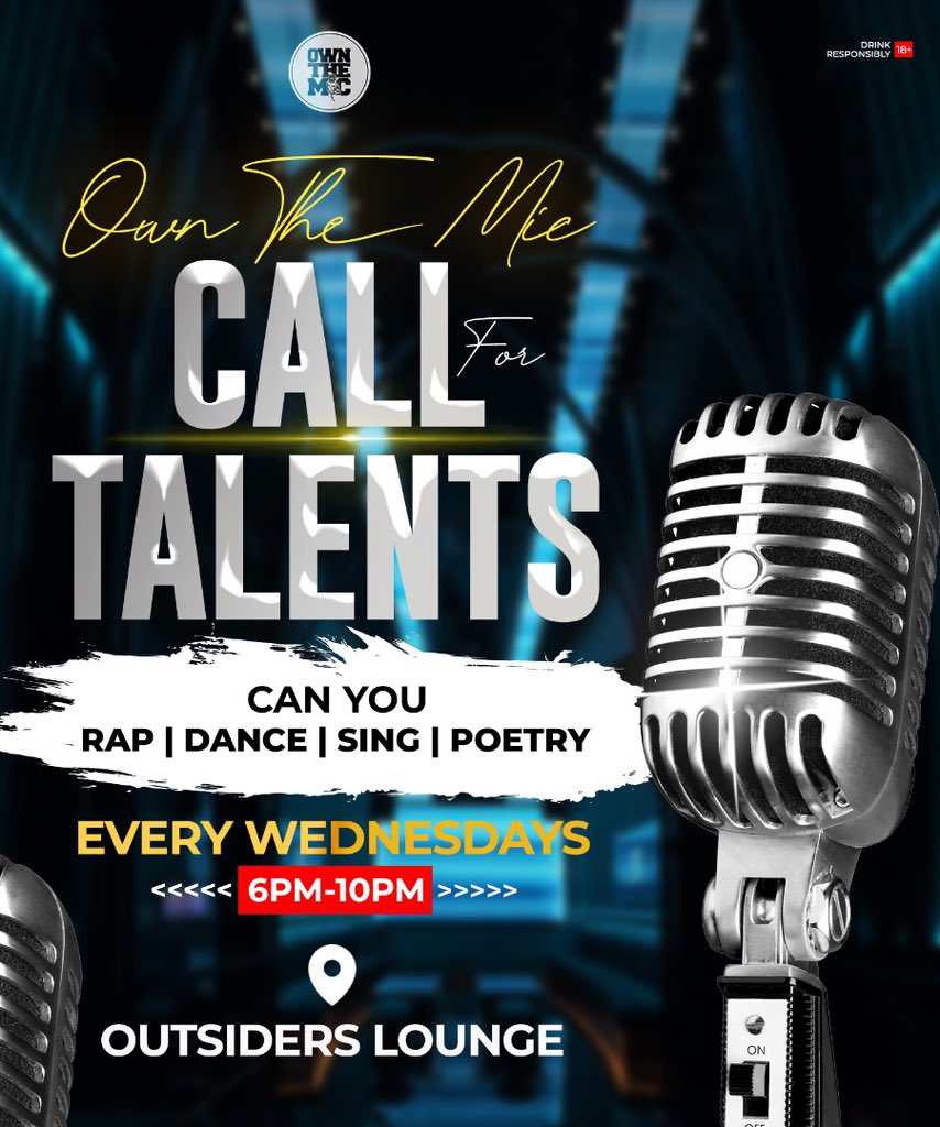 nhachiikaru's tweet photo. Ilorin what’s up! 
We’re looking for raw talent! Do you have what it takes to Own The Mic?! https://t.co/ZVZbPrT86S