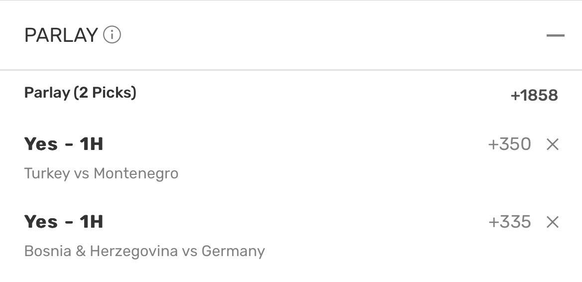 ggomez07's tweet photo. Double ‼️

Btts first half 🇹🇷 🇩🇪 https://t.co/zvaDOHjeHN