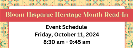 Teacher-Alfonso De Torres Núñez (@teacherfonsodtn) on Twitter photo Bloom Elementary (<a href="/BloomBulldogs/">Bloom Elementary</a>) has celebrated today Hispanic Heritage Month with its third round of "Hispanic Readers @ Bloom" event. Bloom Elementary (<a href="/BloomBulldogs/">Bloom Elementary</a>) has celebrated today Hispanic Heritage Month with its third round of "Hispanic Readers @ Bloom" event.