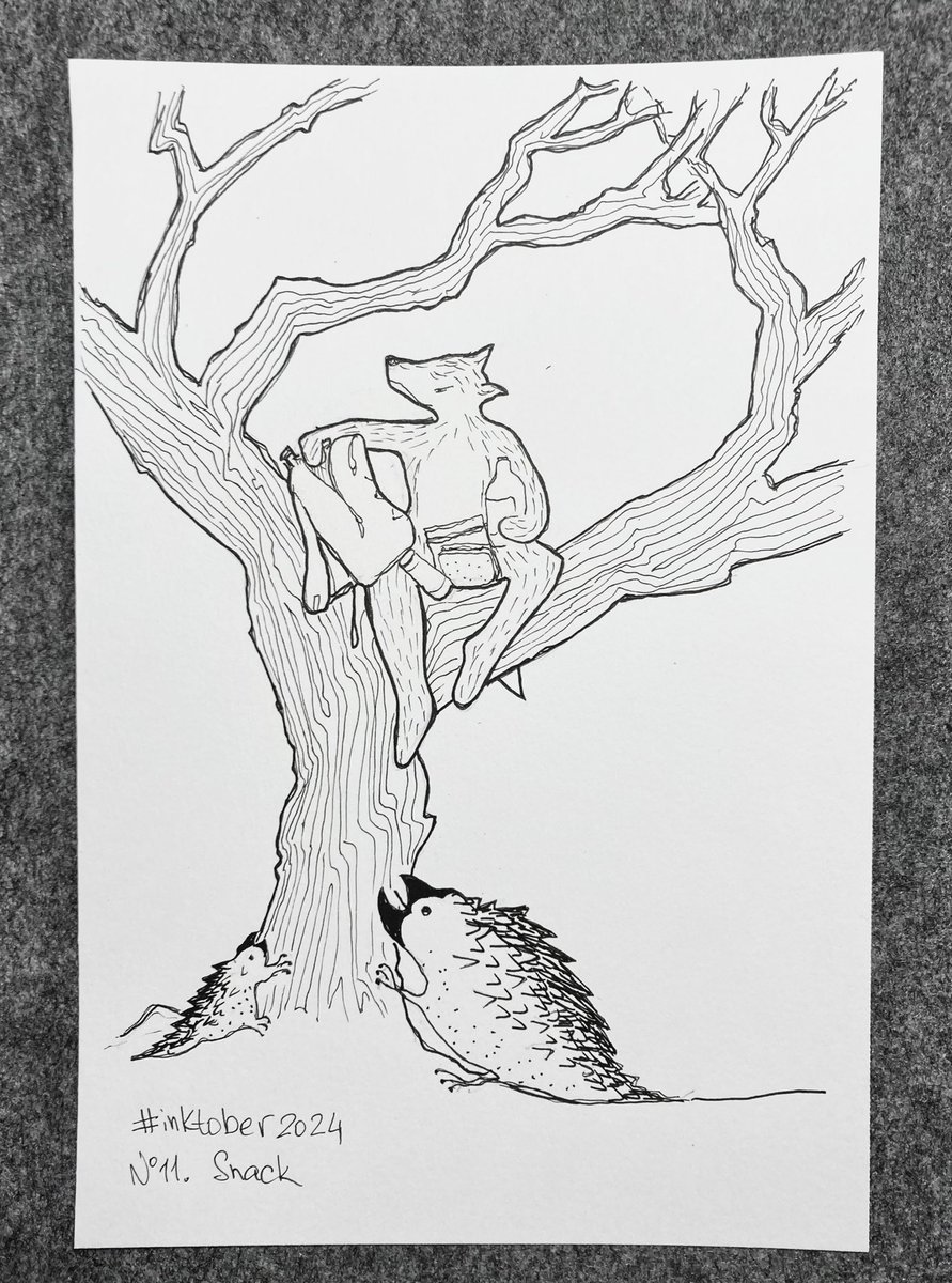 eva_the_wolf's tweet photo. Oh, I have plenty of time and snacks, I’ll wait till they get bored. 

#Inktober #inktober2024 #inktober2024snacks https://t.co/zDKeUOqoru