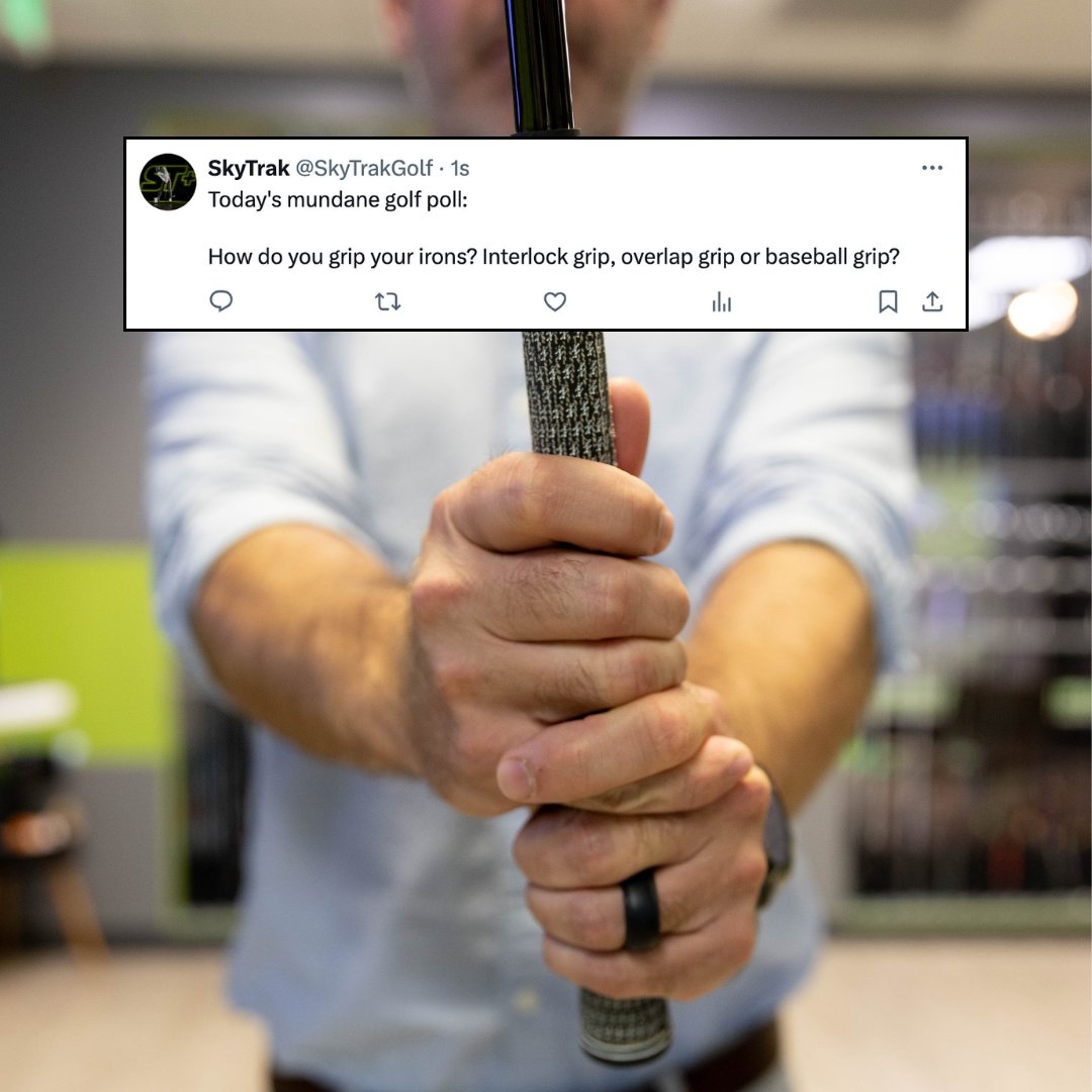 SkyTrakGolf's tweet photo. Today's mundane golf poll:
How do you grip your irons? Let's hear it in the comments
#golf #golfpoll https://t.co/iNJNTeYl1i