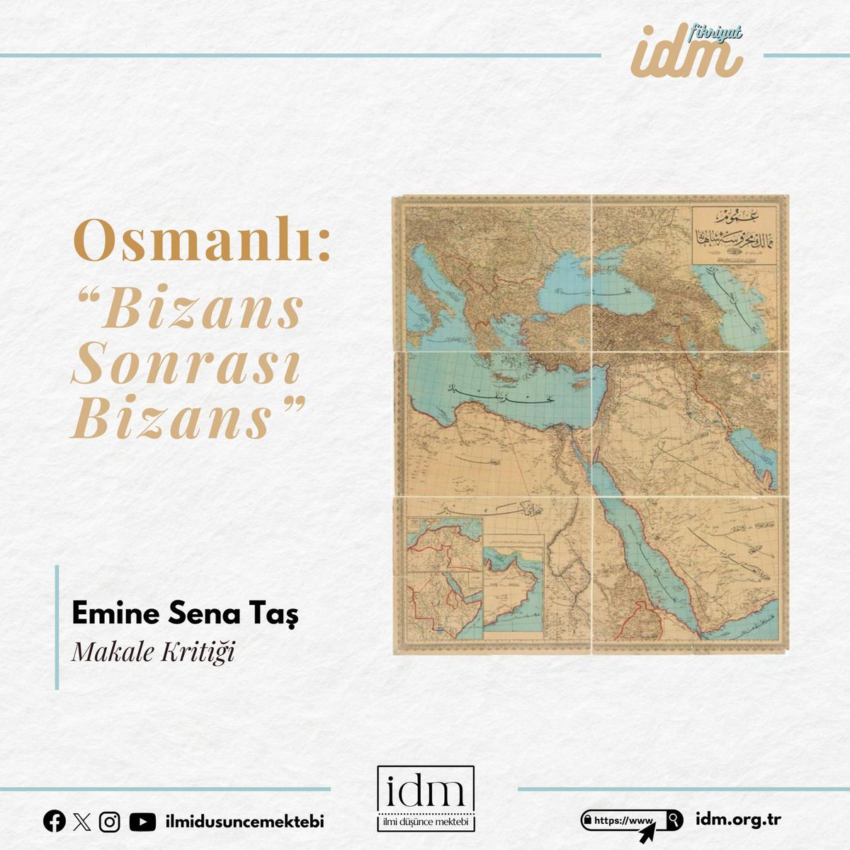 ✒️İDM Fikriyat’ta bu hafta bir makale kritiği var. Emine Sena Taş, Cemil Oktay’ın “Bizans Siyasi İdeolojisi’nden Osmanlı Siyasi İdeoloji’sine” başlıklı makalesini değerlendirdiği metni ile Fikriyat’ta. 

idm.org.tr/osmanli-bizans…