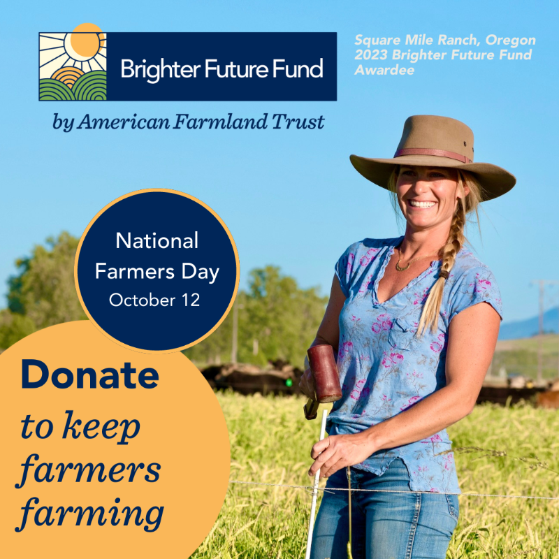 Farmland's tweet photo. 🌧️ weather
🚜 rising costs
💲 land access 
These are some challenges our nation’s farmers and ranchers face daily. Our Brighter Future Fund provides grants to make it a little easier.