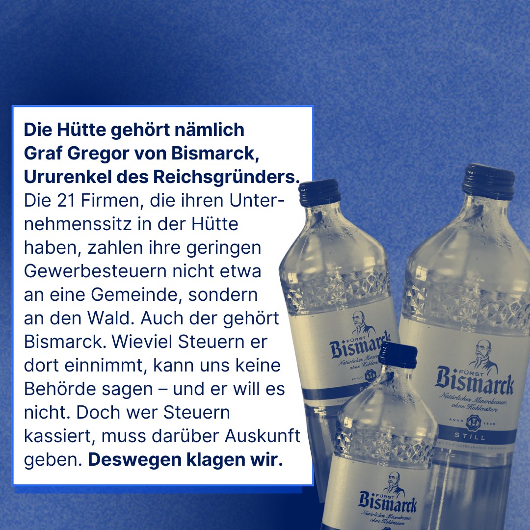 Wie viele Steuern Graf von Bismarck seit rund einem Jahrzehnt in seinem Wald kassiert, beantwortet er uns nicht. Darum haben wir ihn verklagt – wer Steuern einnimmt, muss auch Presseauskünfte geben.