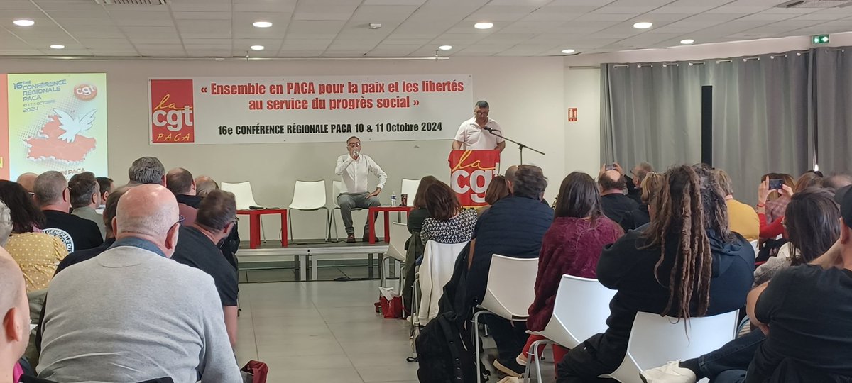 CGTFaptPaca's tweet photo. 16eme conférence régionale CGT PACA.
Bravo à Gilles FOURNEL pour le travail fait au Comité Régional CGT PACA et félicitation à Patrice KANTARJIAN pour sa nouvelle responsabilitée comme secrétaire régional de la #CGTPACA https://t.co/vo0LbveDn8