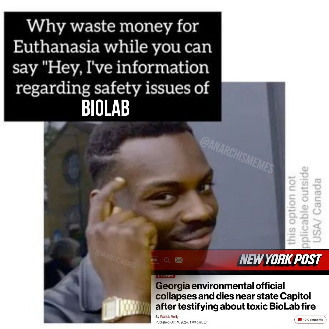 anarchismemes's tweet image. Why waste money for Euthanasia while you can say "Hey, I've information regarding safety ossues of BIOLAB"
#biolabfire