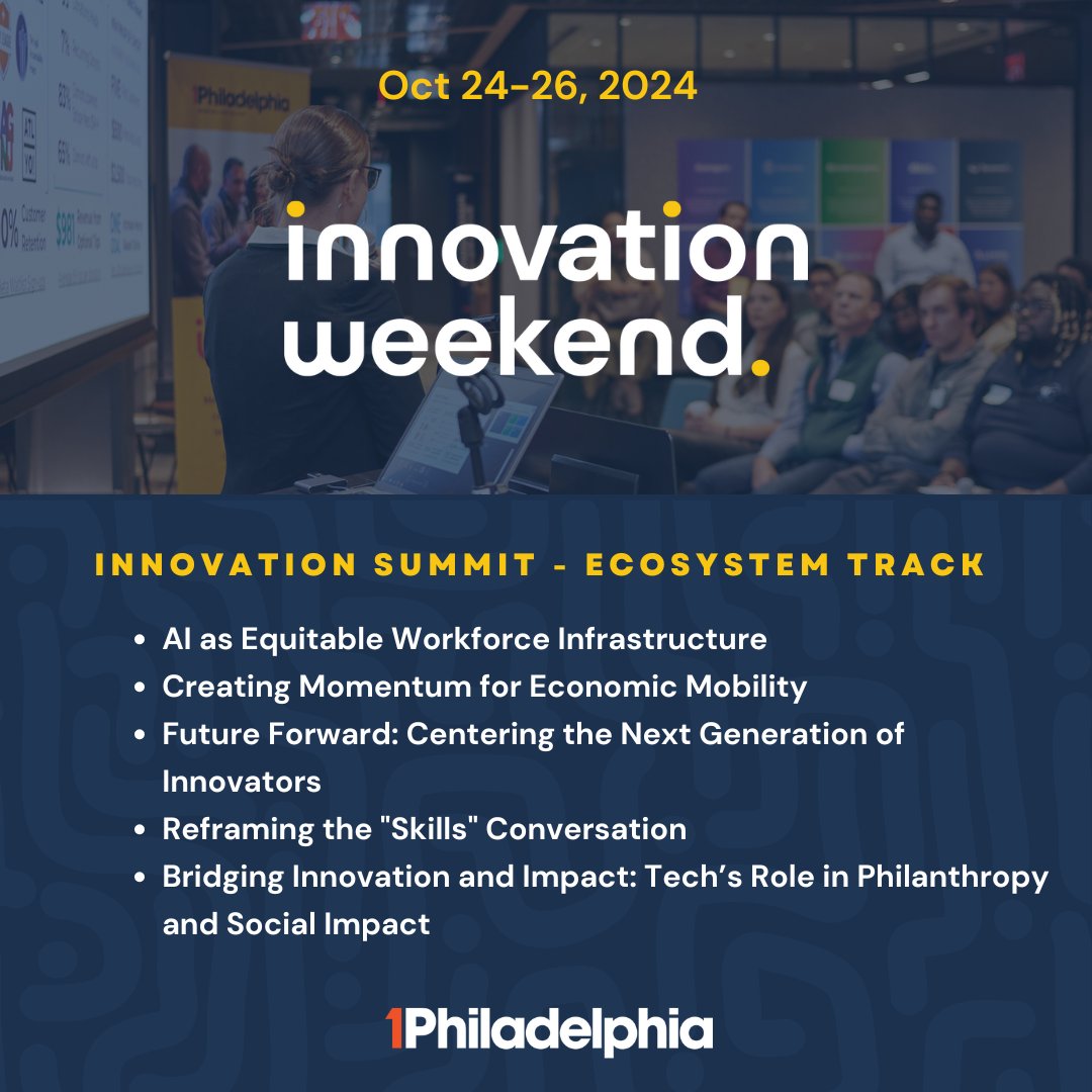 Are you invested in the success of the #PhillyTech ecosystem? Join us at this year's 1PHL Innovation Summit for a full day of engaging panels that address both the challenges and opportunities our ecosystem faces. Don't miss out—get your tickets now: bit.ly/46TZZVp