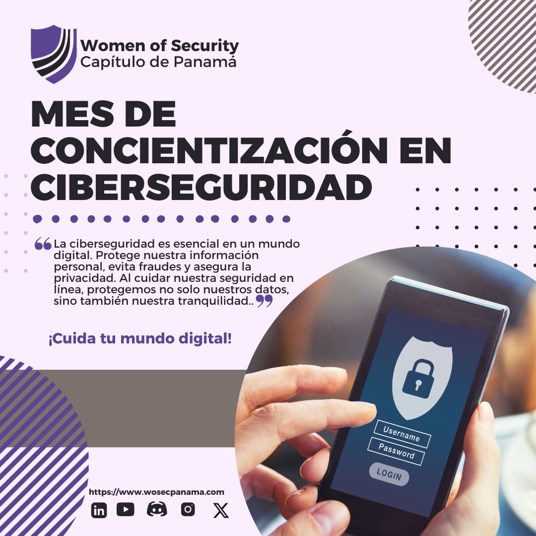 ¡Octubre es el Mes de la Concientización en la Ciberseguridad! Protege tu información personal con estos consejos:
- Usa contraseñas fuertes.
- Actualiza tus dispositivos.
- Desconfía de enlaces sospechosos.
- Activa la autenticación de dos factores.