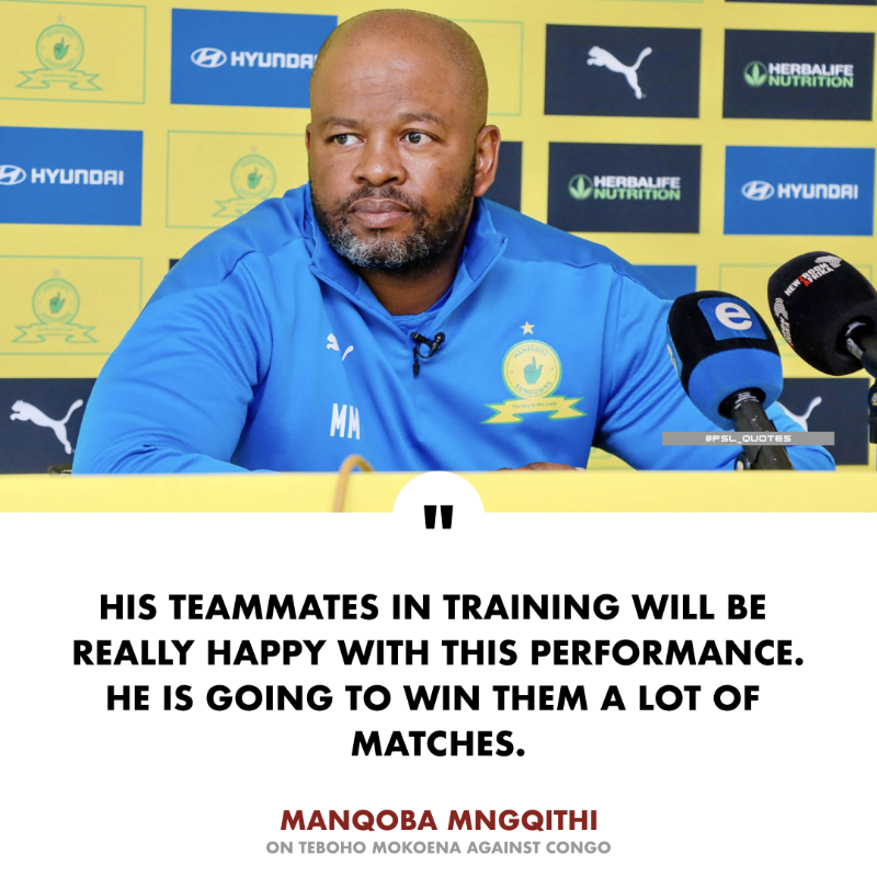 JUST IN! Manqoba Mngqithi comments on Teboho Mokoena's masterclass for Bafana Bafana vs Congo 🚨

The gaffer says this sort of performance will be welcomed in the training ground. 

"That's where we need him the most these days," he concluded.