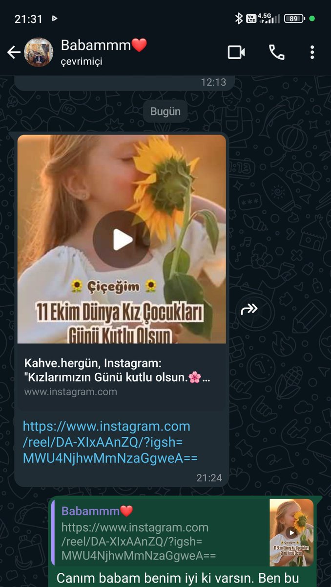 nuranipek_'s tweet photo. Babamın bana attığı mesaj 🥹
Duygusallıktan oturup ağlıycam. Babamı özledim 🥹. Babam hayatta ki en kıymetli varlığım. Yaşım kaç olursa olsun, bana hep senin küçük kızın olduğunu hissettirdiğin için teşekkür ederim ❤️ https://t.co/OFQF76sNGi