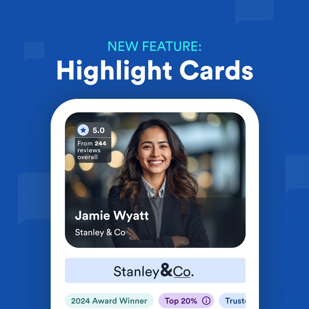 When sellers and buyers search “Best agent near me,” make sure they find you! Stand out with our new Highlight Cards, showcasing your expertise and credibility. 

👉 RateMyAgent.com

#RealEstate #AgentSearch #RateMyAgent #HighlightCards #New #Feature #Agent #Selection