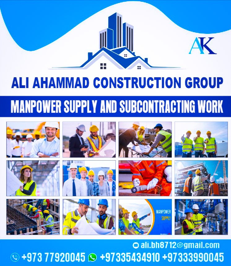 AliAhammadGroup's tweet image. Ali Ahammad construction group 
Job available contact +973 33990045 +973 35434910