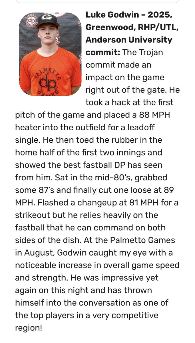 Luke Godwin (@lukegodwin24) on Twitter photo Thank you <a href="/diamondprospect/">Diamond Prospects</a> for the write up, as well as naming me one of the players of the week! @CoachBakerGHS <a href="/Dsouth4/">Dylan Southerland</a> <a href="/nysc31/">PJ Zocchi</a> Thank you <a href="/diamondprospect/">Diamond Prospects</a> for the write up, as well as naming me one of the players of the week! @CoachBakerGHS <a href="/Dsouth4/">Dylan Southerland</a> <a href="/nysc31/">PJ Zocchi</a>