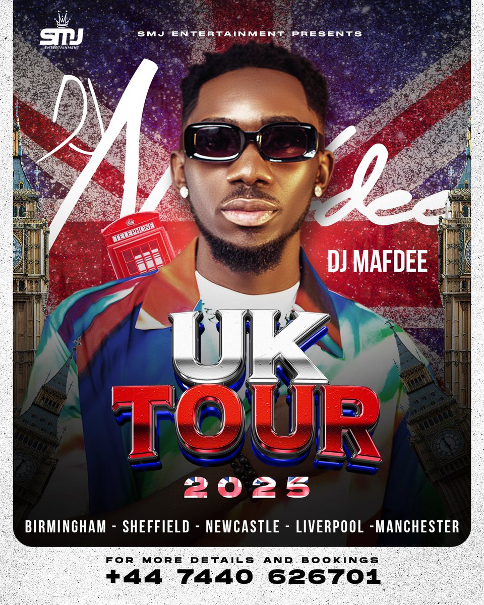 I’m excited to announce to y’all my first international club tour next year 2025 🇬🇧 , dates will be out soon 🔜 

B/S to SMJ ENT 🙌🏻🫶

Kindly help share🙏🏻…