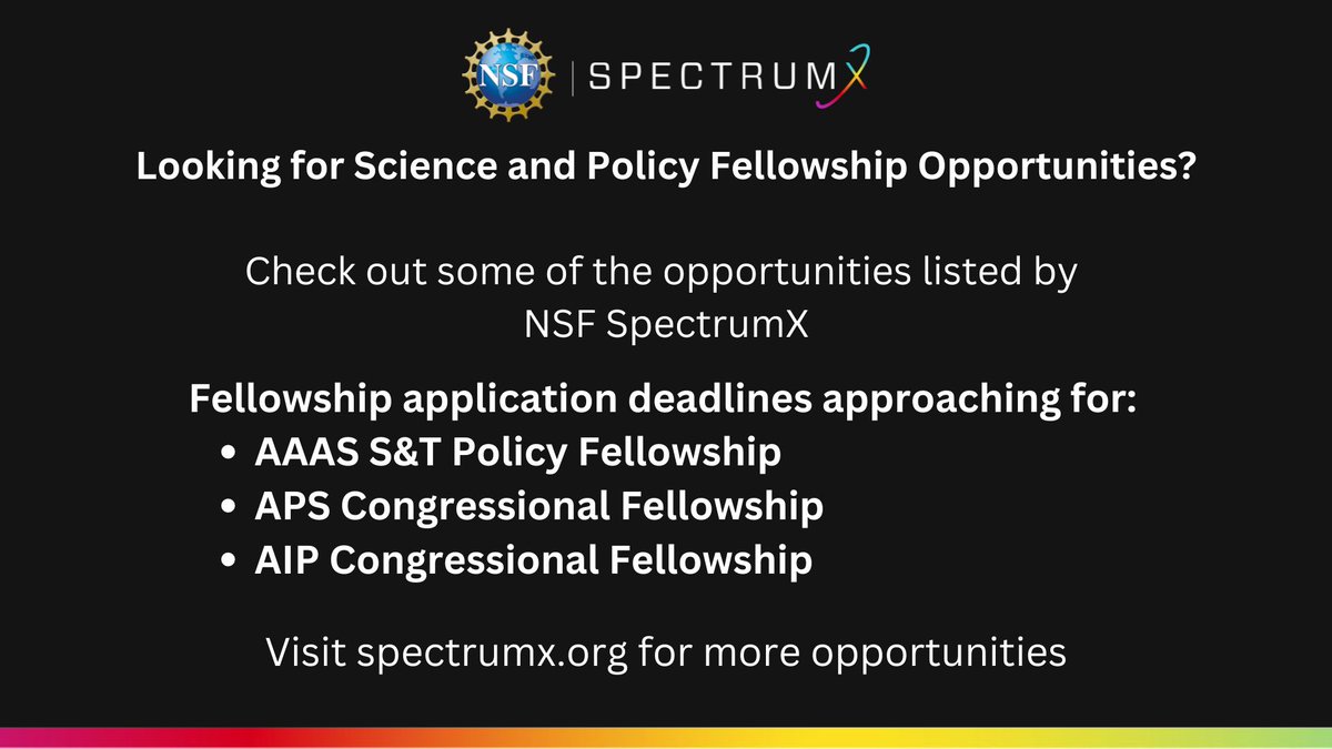 SpectrumXCenter (@spectrumxcenter) on Twitter photo 📡Looking Science and Policy Fellowship opportunities?
Check out this list put together by <a href="/SpectrumXCenter/">SpectrumXCenter</a>:
spectrumx.org/science-and-po… 📡Looking Science and Policy Fellowship opportunities?
Check out this list put together by <a href="/SpectrumXCenter/">SpectrumXCenter</a>:
spectrumx.org/science-and-po…