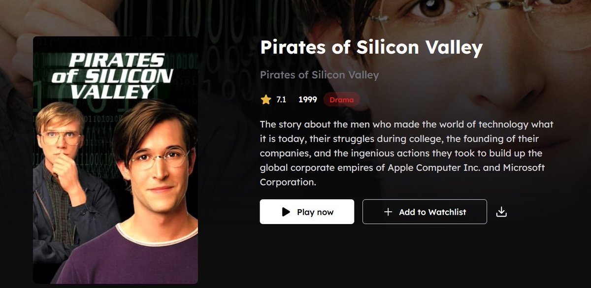 TechYesh's tweet image. Just Finished the movie #PiratesOfSiliconValley .Just loved the screen play.  @NoahWyle casted as #stevejobs and nailed it 
@king_ant2 casted as @BillGates is  appreciable Director @martynburke did a Fantastic job 
The real life drama between tech giants in shaping tech is good
