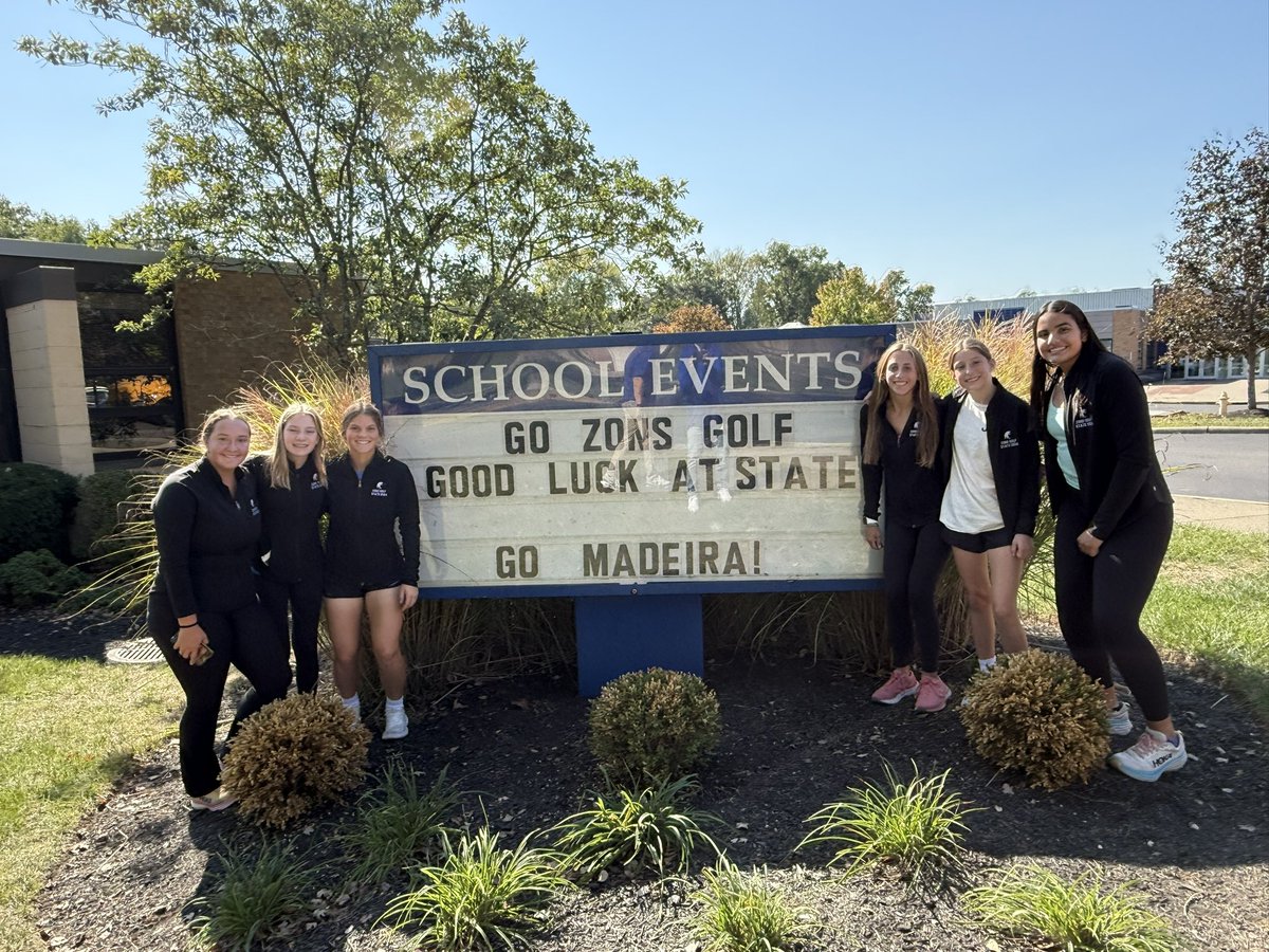 KenjiMatsudo's tweet photo. Gotta love the State send off this afternoon for our Madeira Amazons Golf Team!  An MPD escort to each of our buildings.  First time in school history to be sending a girls golf team to State! Go Madeira! https://t.co/fKPBB5RInl