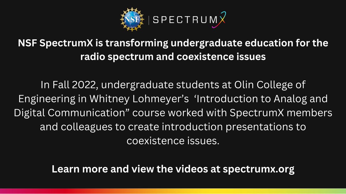 SpectrumXCenter (@spectrumxcenter) on Twitter photo 📡🛰️📵 Want to learn more about the radio spectrum and coexistence issues?
Learn about just one way that <a href="/SpectrumXCenter/">SpectrumXCenter</a> has transformed undergraduate education, and view the students' presentations here: spectrumx.org/research-and-e… 📡🛰️📵 Want to learn more about the radio spectrum and coexistence issues?
Learn about just one way that <a href="/SpectrumXCenter/">SpectrumXCenter</a> has transformed undergraduate education, and view the students' presentations here: spectrumx.org/research-and-e…