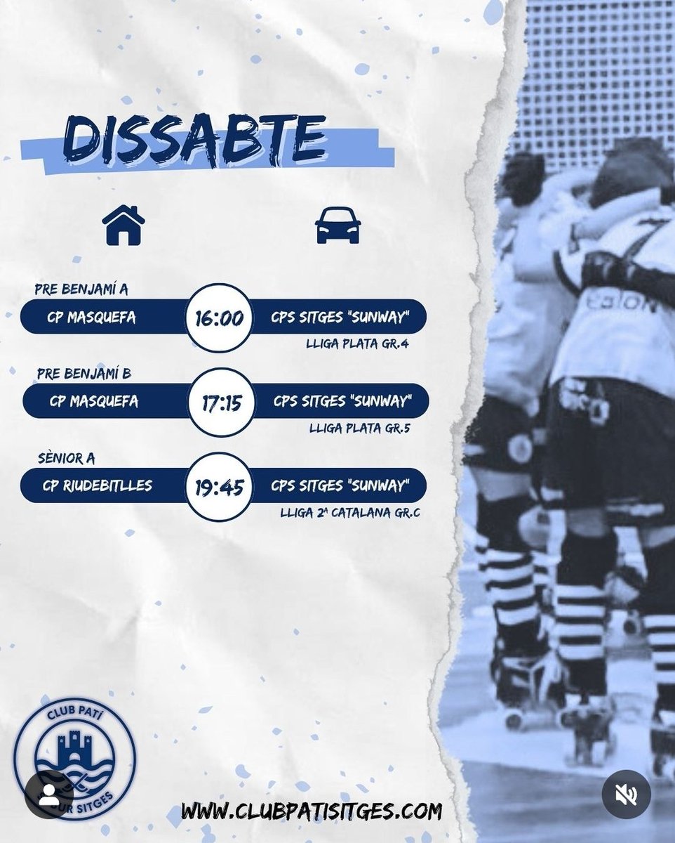 HoqueiSitges's tweet photo. 📅⏰🏑🛼Partits de la jornada (12 i 13 d'Octubre de 2024)

📸 https://t.co/4J8VkewDz4

ℹ️ https://t.co/L3NdX449Wi

Som-hi, equips! Som-hi, Sitges!! 💪💙🤍

#hoqueipatins #hockey #hockeysobrepatines #rinkhockey #hoqueipista #hoqueiempatins #hoqueisitges #hoquei #Sitges https://t.co/3OaAH7INou