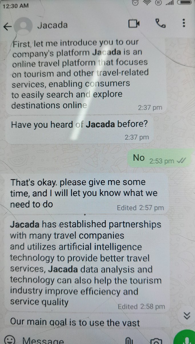 Karan09357450's tweet photo. Jacada Travel Christine HR Scammer stolen my money and blocked me on Telegram. She is Scammer from Denmark. She gave fake job offer in Jacada Travel and stolen my money https://t.co/w5KQ3vAwIe