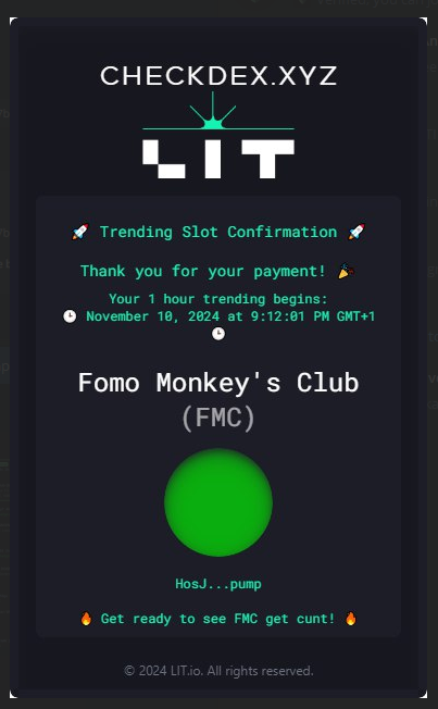 FomoMonkeysClub's tweet photo. https://t.co/8tVIJXBpNI PAID 🚀🚀🚀🚀🚀 https://t.co/CPvcO6dUJa