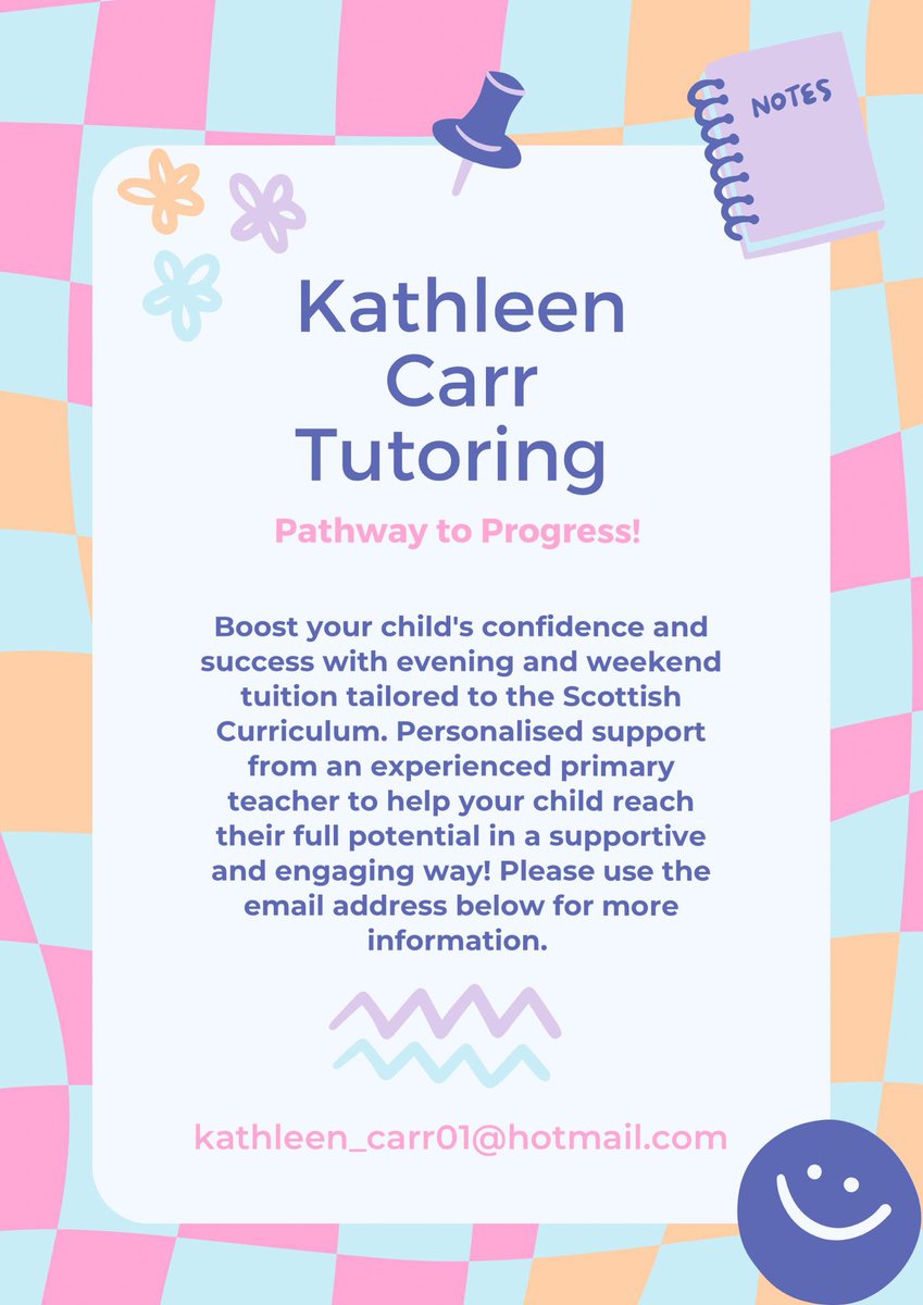 My fiancée Kathleen is offering Primary tutoring in the East Dunbartonshire area. Get in touch if you’re interested. Cheers 👍
