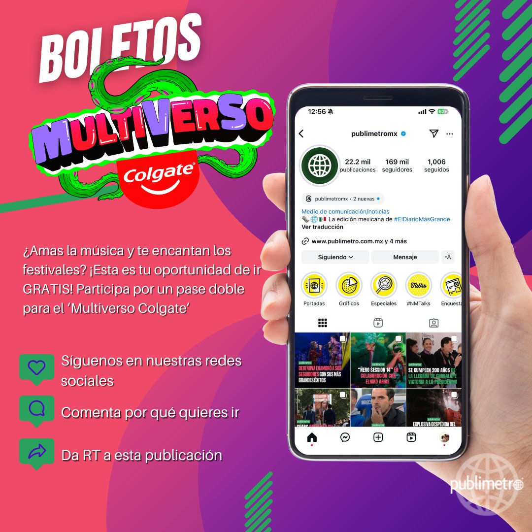 🎁 ¿Alguien dijo GRATIS?

Participa por uno de los pases dobles del Festival Multiverso Colgate que tenemos para ti

La información completa en la imagen 👇

#PublimetroMX #MultiversoColgate