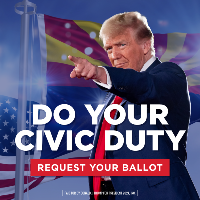 TeamTrump's tweet photo. PLEASE! President Trump needs YOU to request your ballot. The road to the White House runs through ARIZONA: