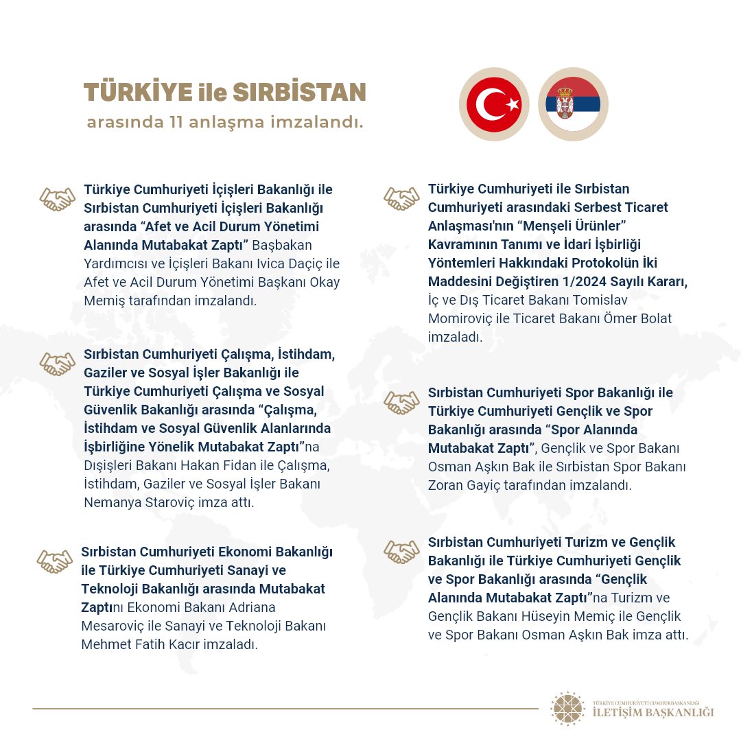 iletisim's tweet photo. Türkiye ile Sırbistan arasında 11 anlaşma imzalandı. https://t.co/eUgWYufhAd