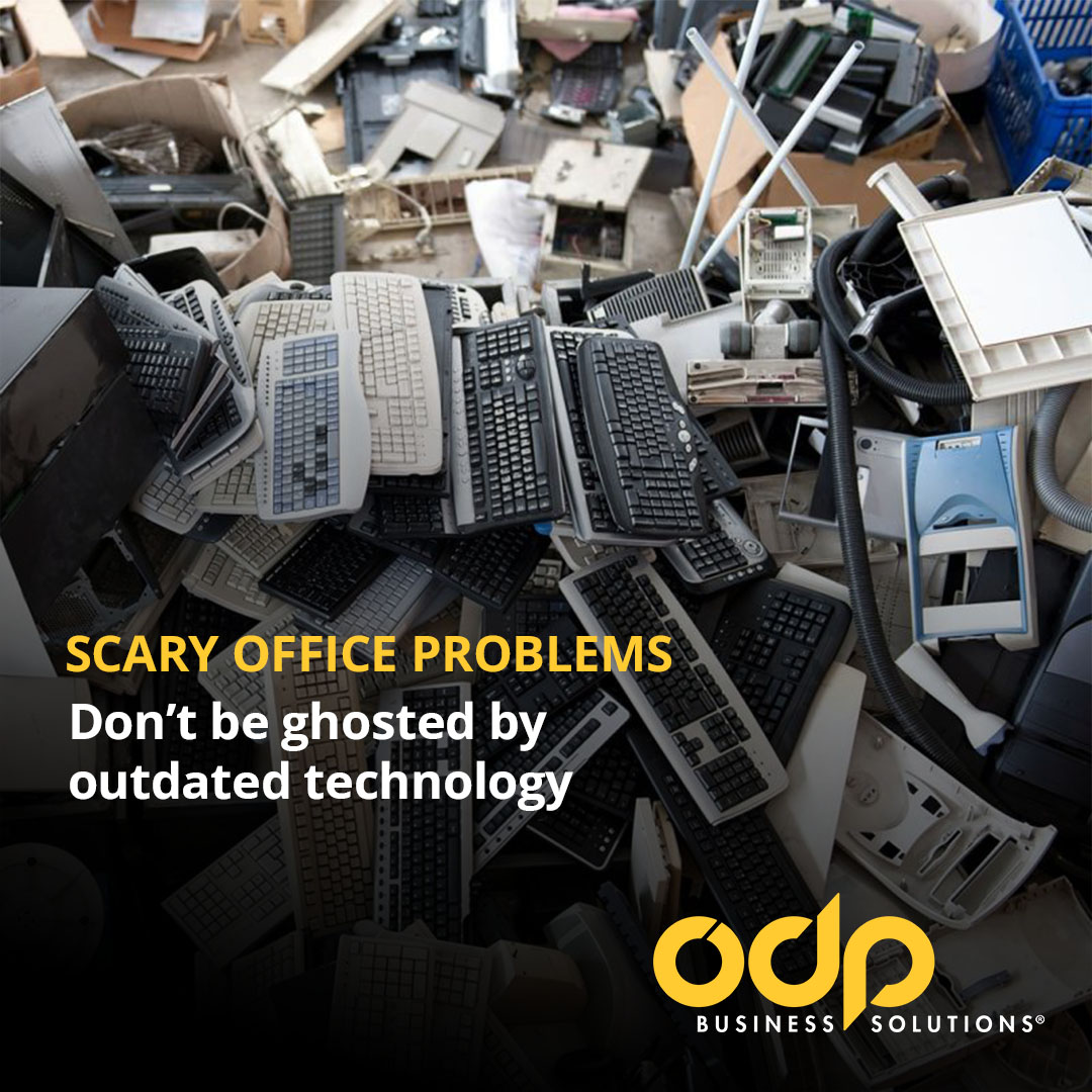Are your printouts faded? Is your monitor flickering? 

Does your headset only give you a whisper? 

Your office equipment may be ghosting you. 

Help bring productivity back to life by upgrading to new technology from ODP Business Solutions today. 

odp.biz/3tFKalW