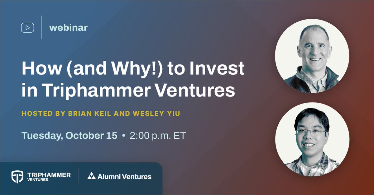 TriphammerVC's tweet photo. Join us for a presentation on Triphammer Ventures, AV’s Cornell-focused venture fund. Meet the team and learn about the structure of the fund, the value of the Alumni Ventures model, AI portfolio examples, and more. Register now: https://t.co/OhBFMmJ7n7 https://t.co/drgHQAeNoa