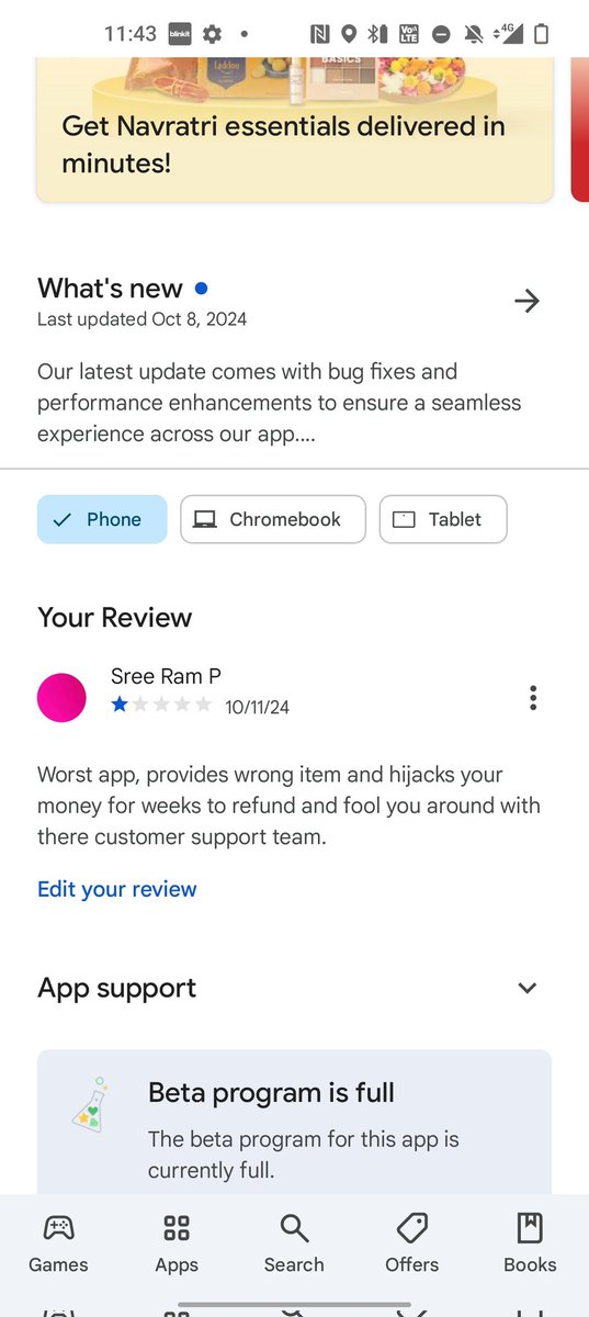 sreeram348's tweet photo. @letsblinkit customer support system is failing both customers and delivery partners. Instead of understanding the query and reassigning a new delivery partner to pick up the wrong item, they are closing the chat.#ImproveOrMoveAside 📉👎 #FailedCustomerservice #NoMoreShark https://t.co/edChXTmNiN