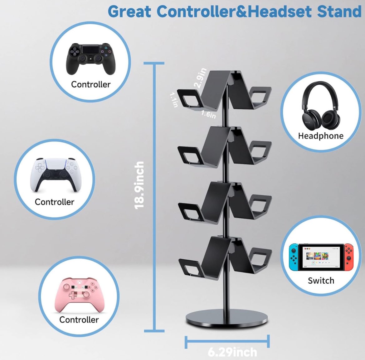Jpwood34's tweet image. Level up your gaming setup with the 4-Tier Controller Holder &amp;amp; Headphone Stand! 🎮 Perfect for Xbox, PS5, PS4, Switch Pro, and more. #GamingAccessories #ControllerHolder #HeadphoneStand #PS5 #Xbox #SwitchPro

Price: 28.99

amzn.to/4eWTuUD
(Amazon)