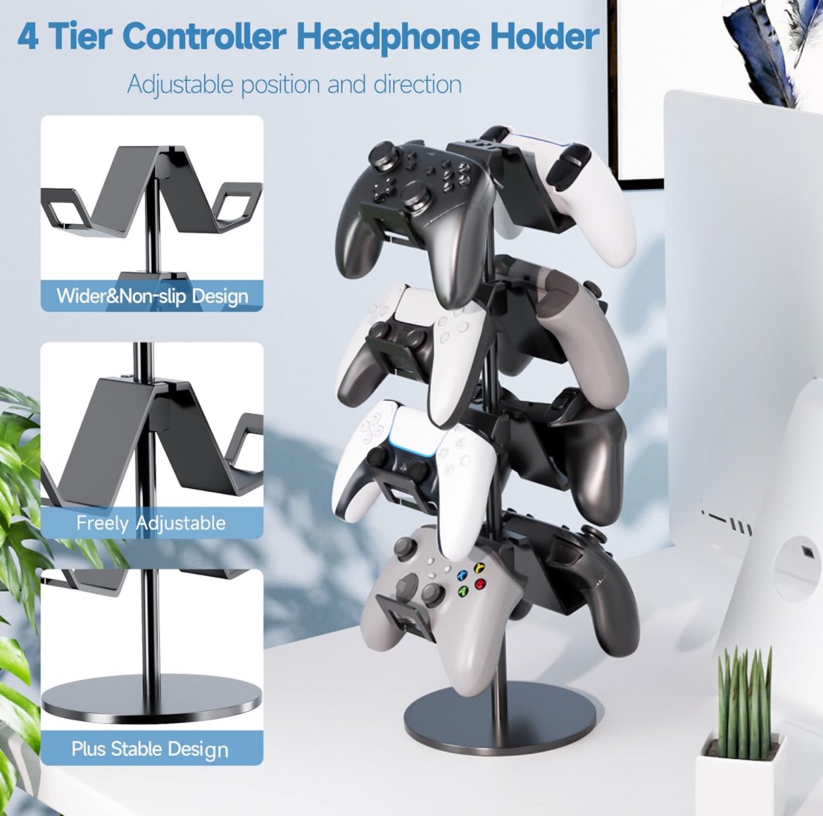 Jpwood34's tweet image. Level up your gaming setup with the 4-Tier Controller Holder &amp;amp; Headphone Stand! 🎮 Perfect for Xbox, PS5, PS4, Switch Pro, and more. #GamingAccessories #ControllerHolder #HeadphoneStand #PS5 #Xbox #SwitchPro

Price: 28.99

amzn.to/4eWTuUD
(Amazon)